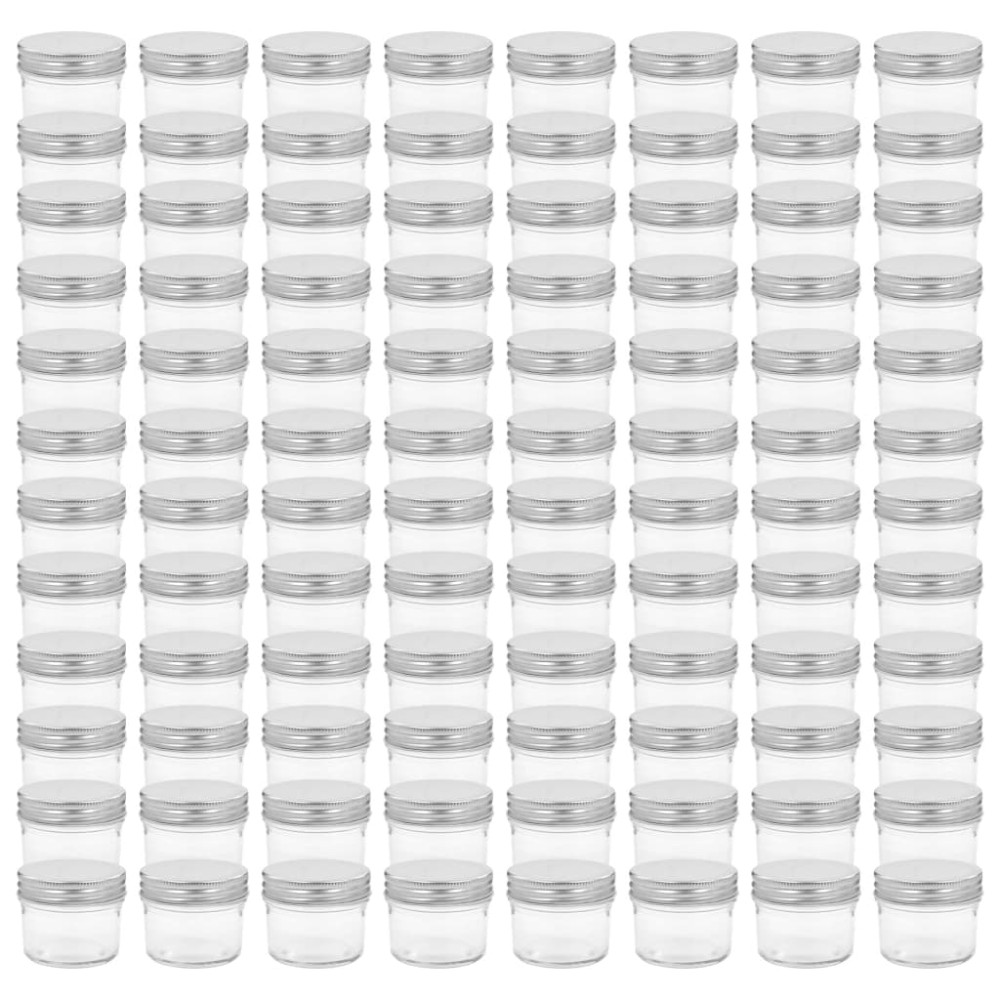 vidaXL Βάζα Μαρμελάδας 96 τεμ. 110 ml Γυάλινα με Ασημένια Καπάκια