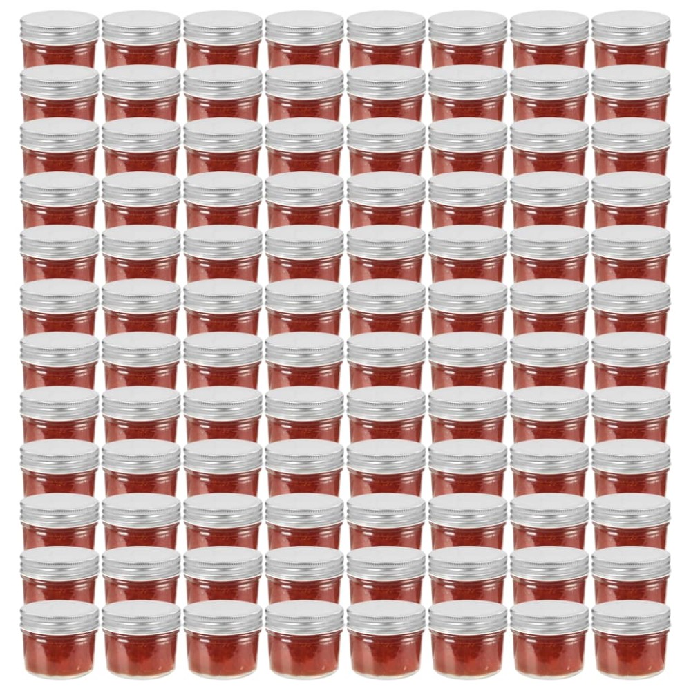 vidaXL Βάζα Μαρμελάδας 96 τεμ. 110 ml Γυάλινα με Ασημένια Καπάκια