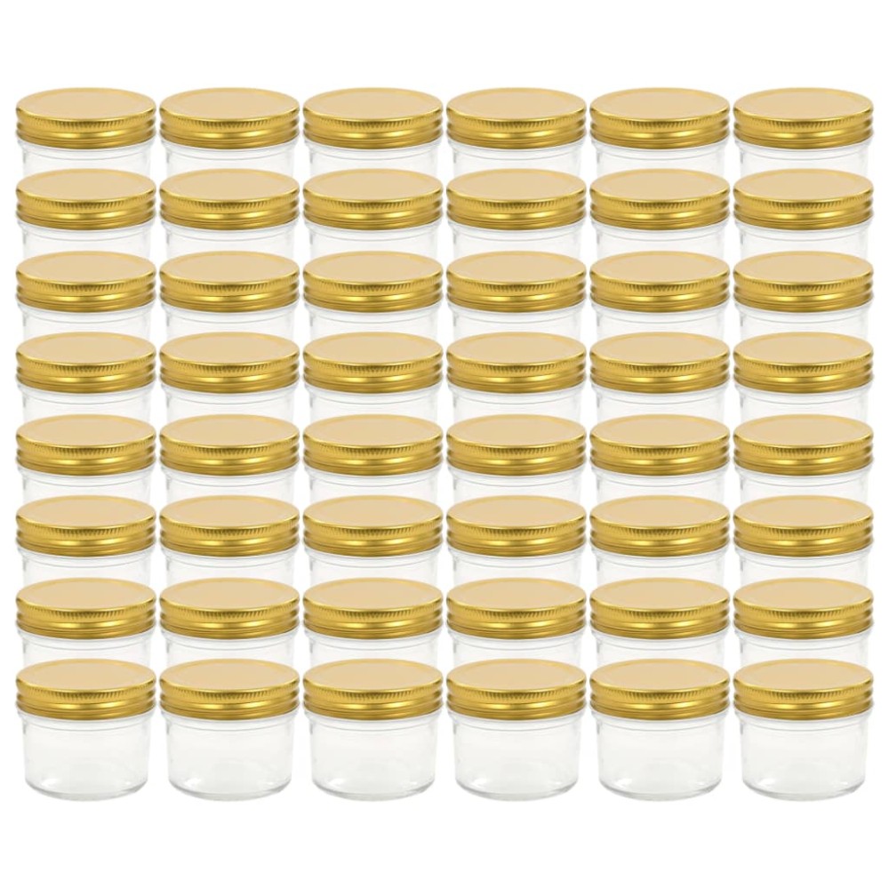 vidaXL Βάζα Μαρμελάδας 48 τεμ. 110 ml Γυάλινα με Χρυσά Καπάκια
