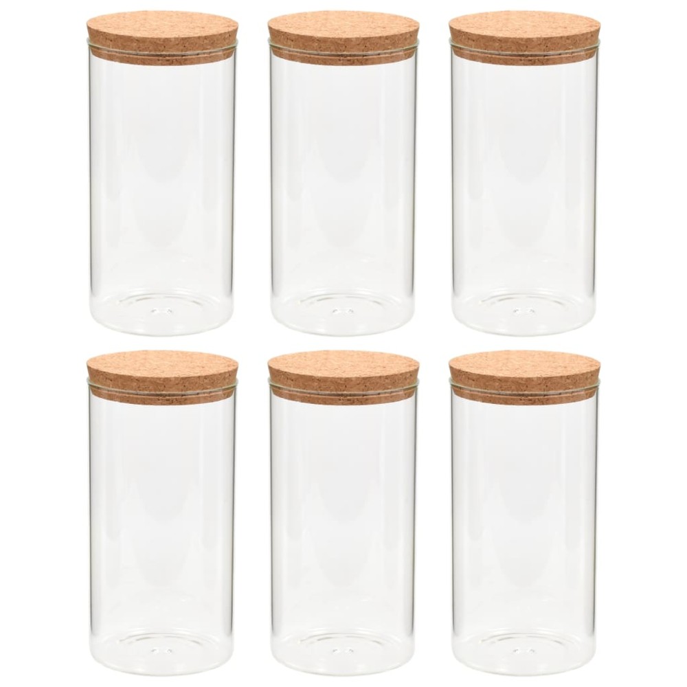 vidaXL Βάζα 6 τεμ. 1400 ml Γυάλινα με Καπάκι από Φελλό