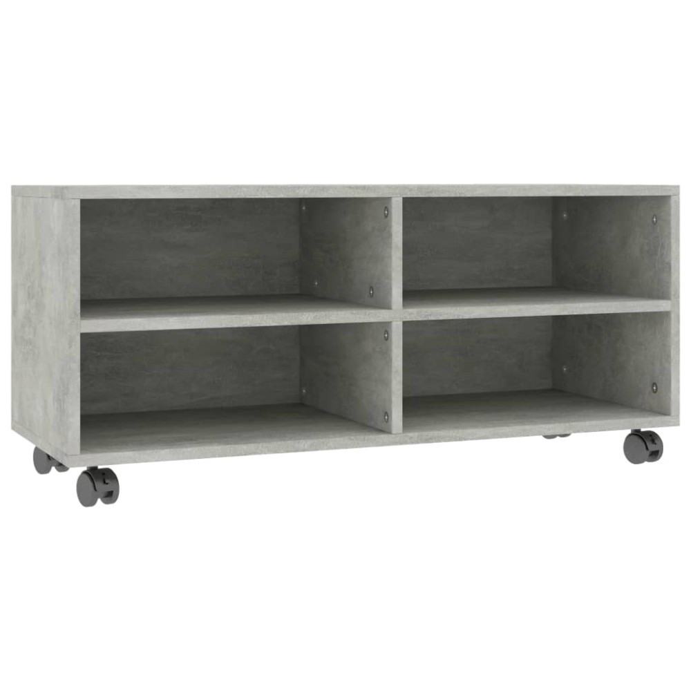 vidaXL Έπιπλο TV με Ρόδες Γκρι Σκυροδέματος 90x35x35 εκ. Επεξ. Ξύλο