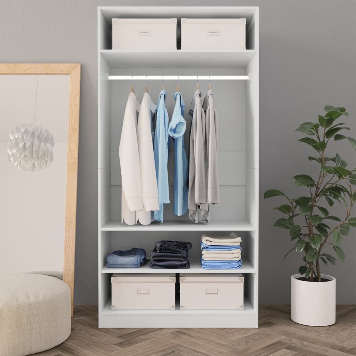 vidaXL Ντουλάπα Λευκή 100 x 50 x 200 εκ. από Μοριοσανίδα