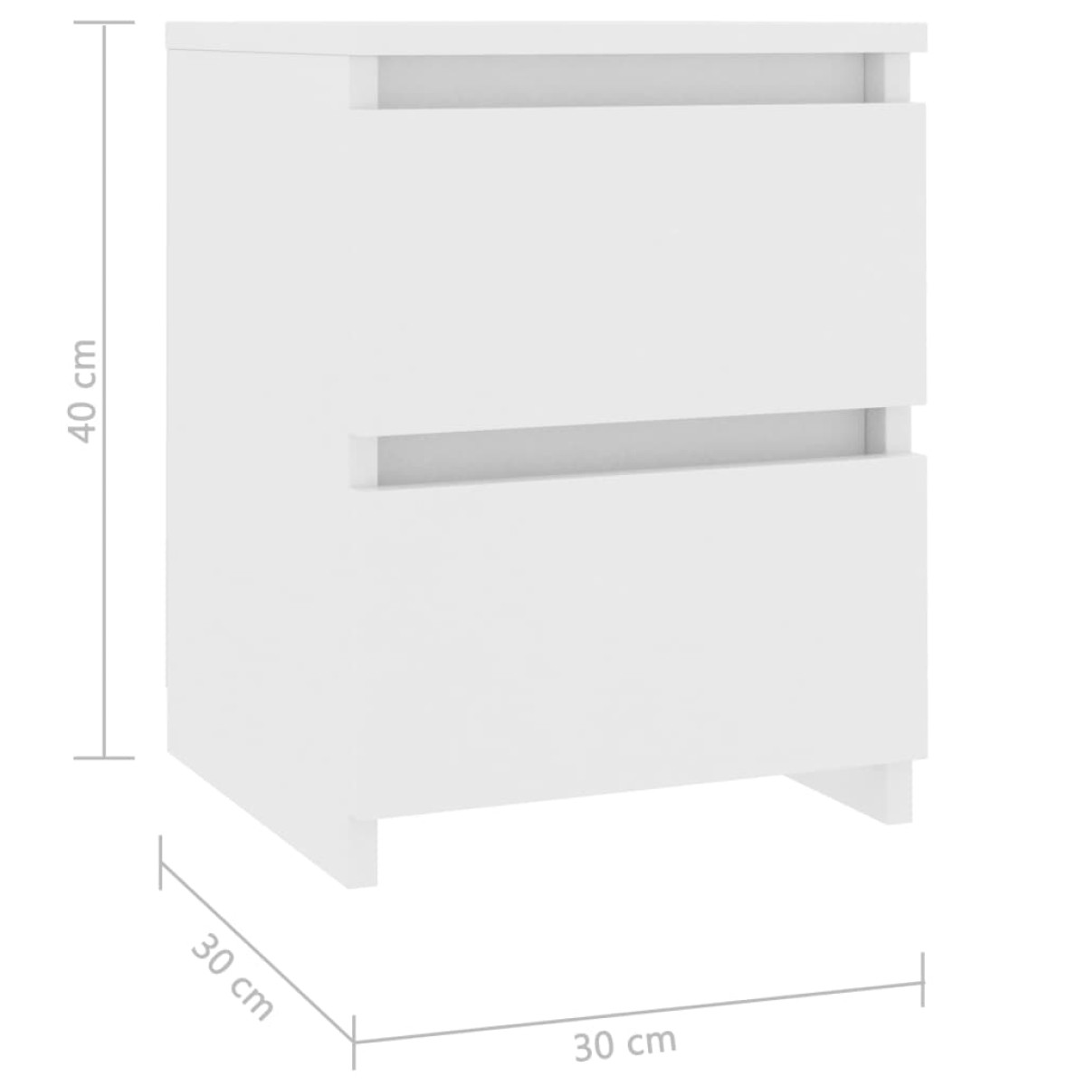 vidaXL Κομοδίνα 2 τεμ. Λευκά 30 x 30 x 40 εκ. από Μοριοσανίδα