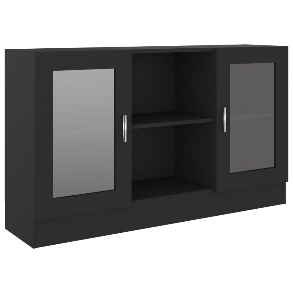 vidaXL Βιτρίνα Μαύρη 120 x 30,5 x 70 εκ. από Επεξ. Ξύλο