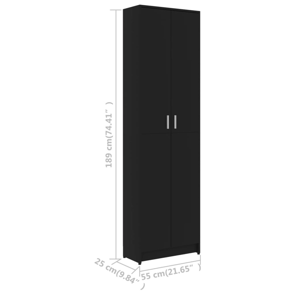 vidaXL Ντουλάπα Διαδρόμου Μαύρη 55 x 25 x 189 εκ. από Μοριοσανίδα