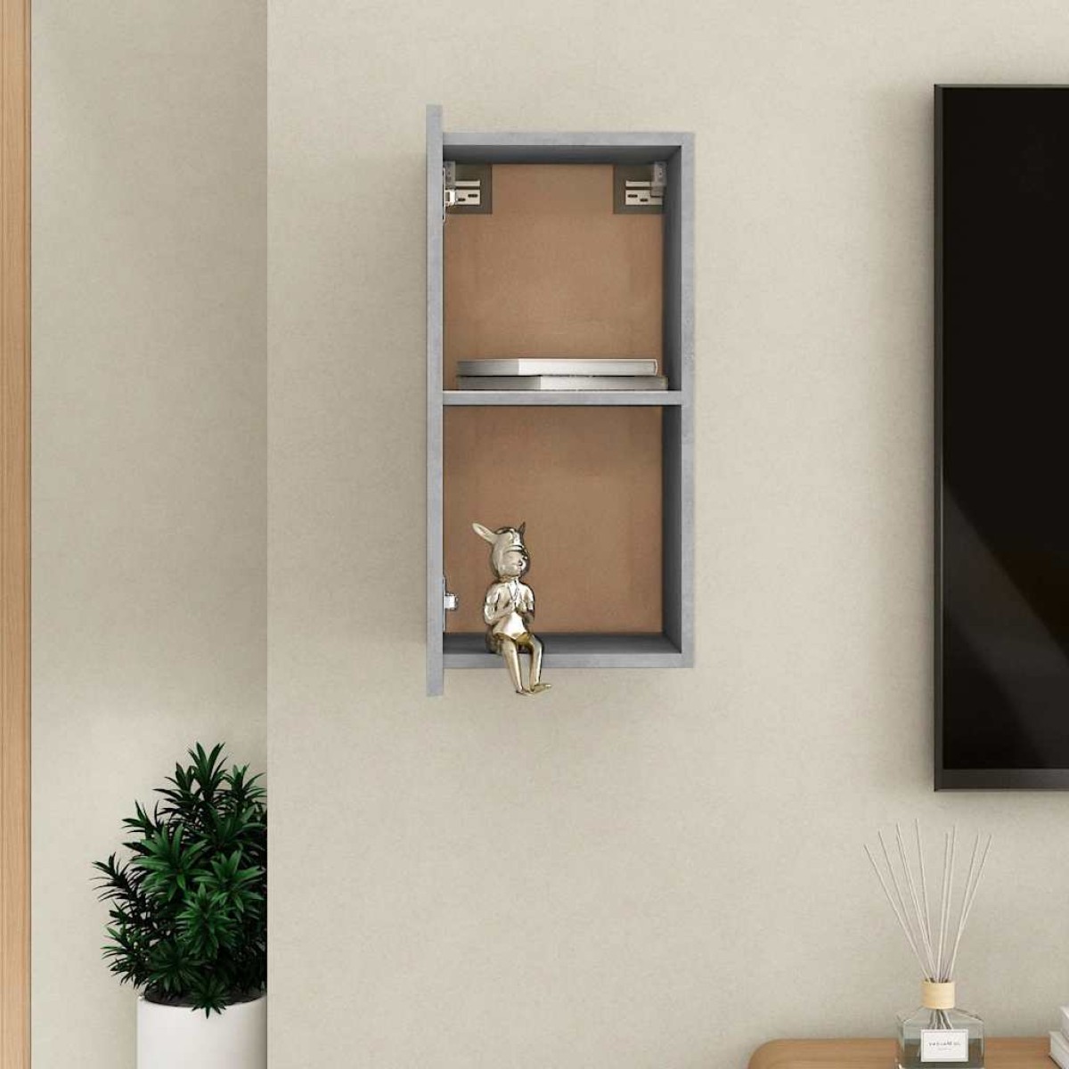 vidaXL Έπιπλο Τηλεόρασης Γκρι Σκυροδ. 30,5 x 30 x 60 εκ. Μοριοσανίδα