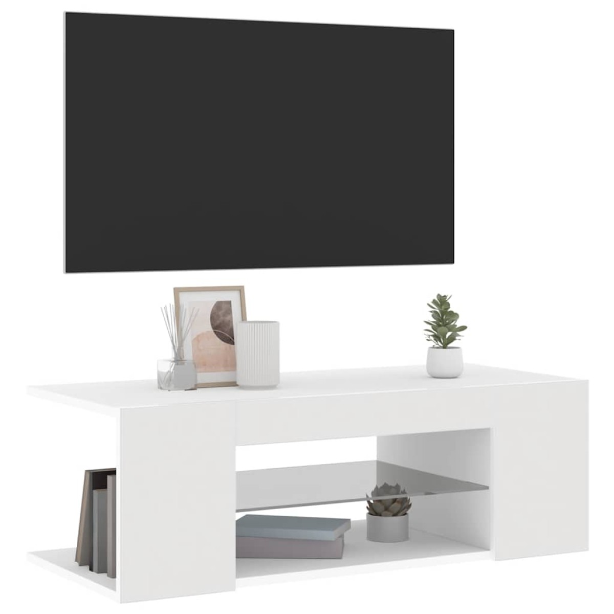 vidaXL Έπιπλο Τηλεόρασης με LED Λευκό 90x39x30 εκ.