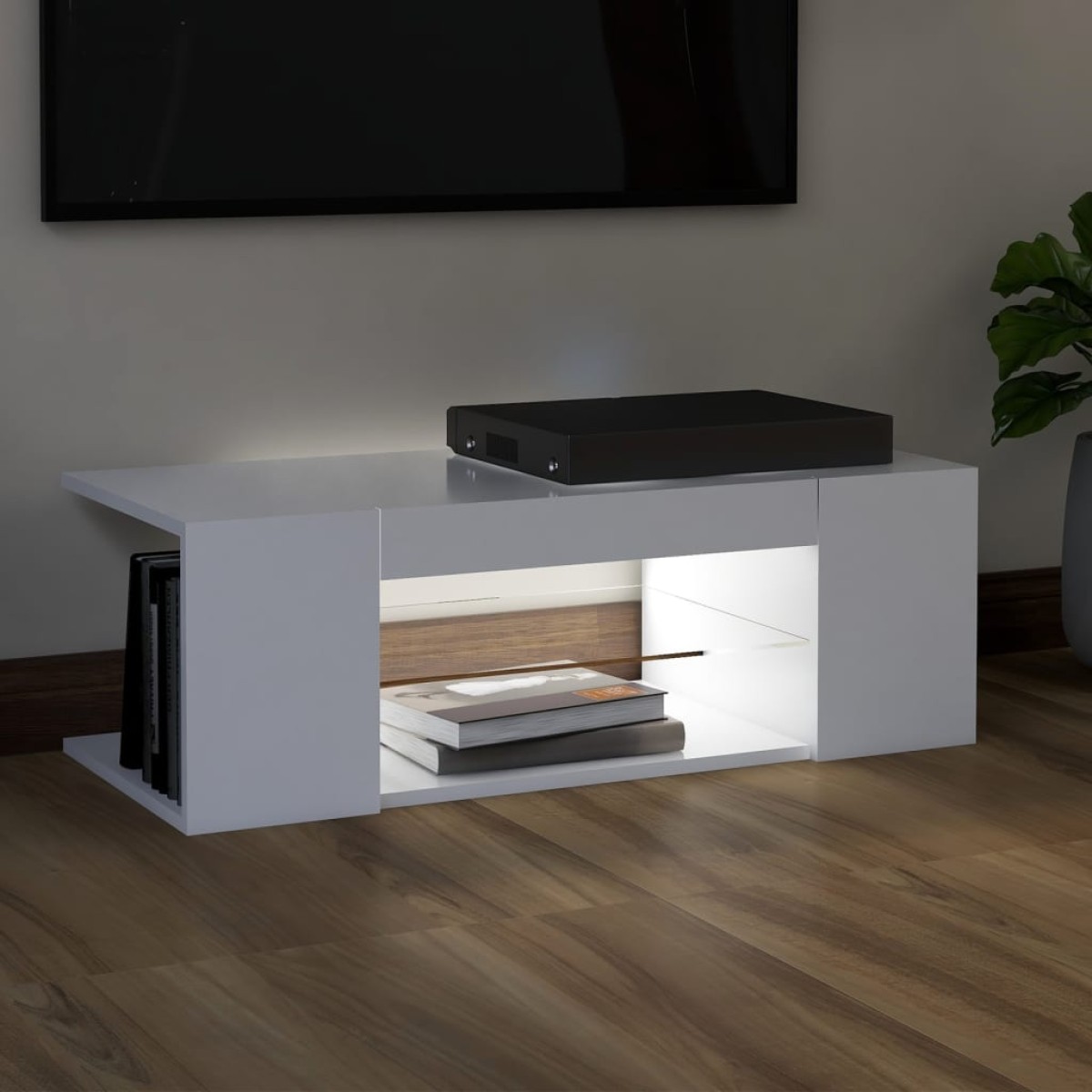 vidaXL Έπιπλο Τηλεόρασης με LED Λευκό 90x39x30 εκ.