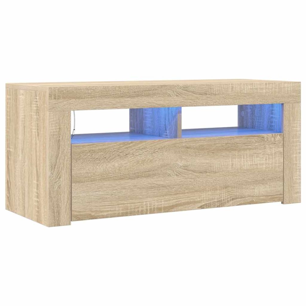 vidaXL Έπιπλο Τηλεόρασης με LED Sonoma Δρυς 90x35x40 εκ.