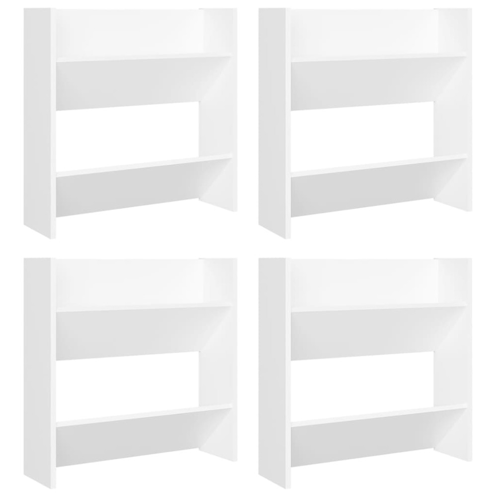 vidaXL Παπουτσοθήκες Τοίχου 4 τεμ. Λευκές 60x18x60 εκ. από Επεξ. Ξύλο