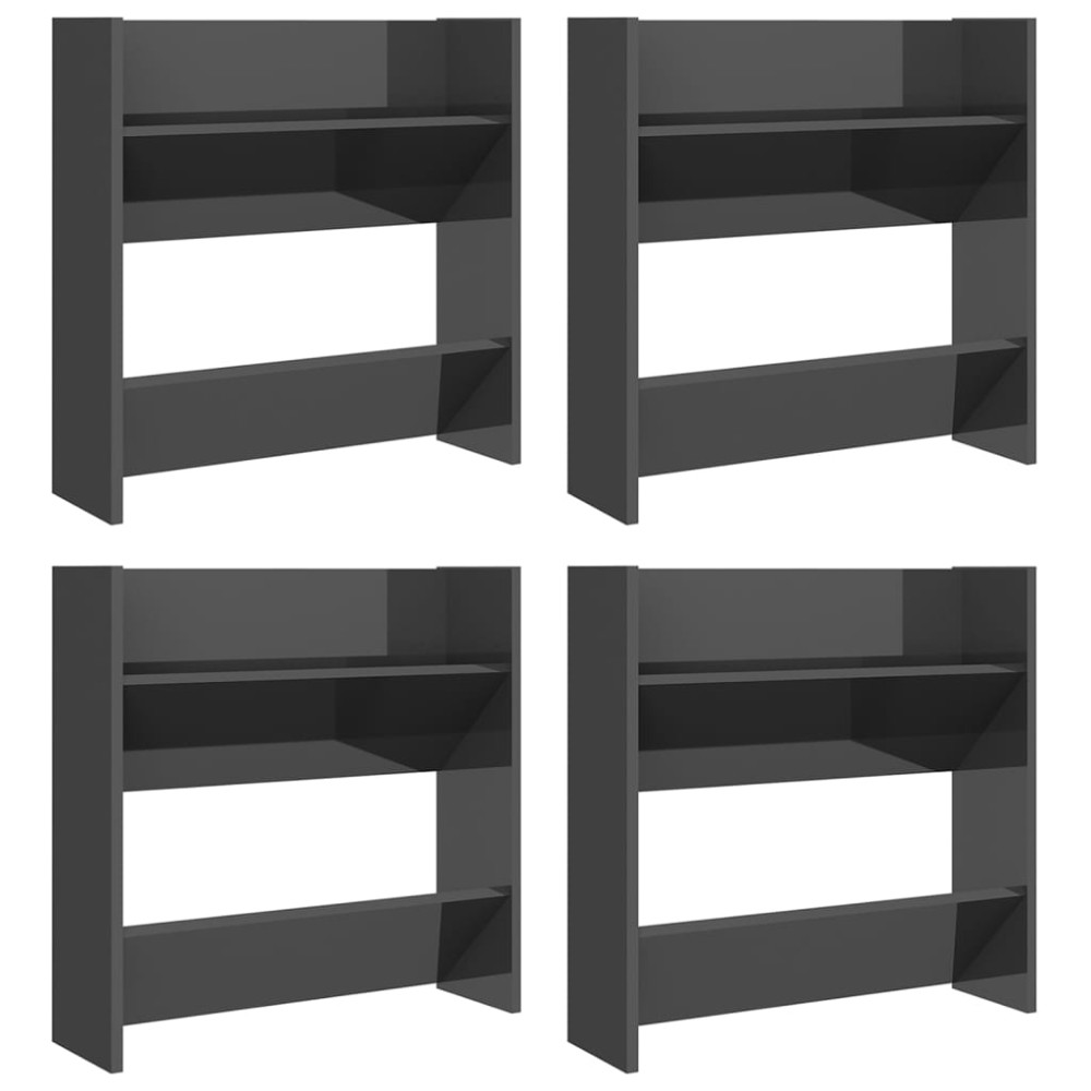 vidaXL Παπουτσοθήκες 4 τεμ. Γυαλ. Γκρι 60 x 18 x 60 εκ. Επεξ. Ξύλο