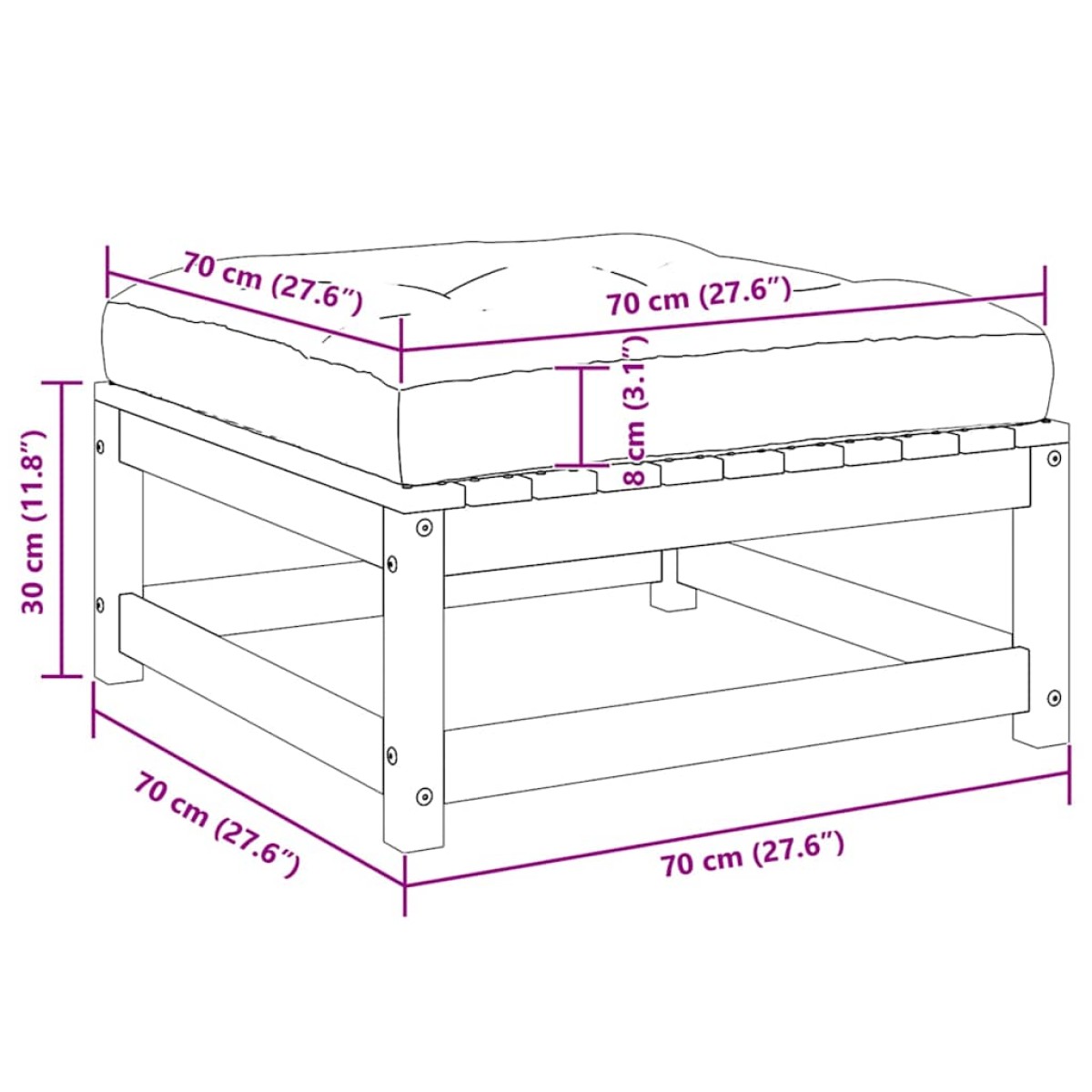 vidaXL Σαλόνι Κήπου 2 Τεμαχίων από Μασίφ Ξύλο Πεύκου με Μαξιλάρια