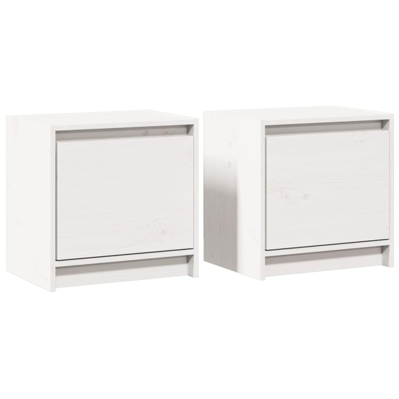 vidaXL Κομοδίνα 2 τεμ. Λευκά 40 x 30,5 x 40 εκ. από Μασίφ Ξύλο Πεύκου