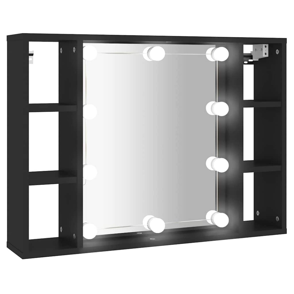 vidaXL Έπιπλο Καθρέπτη με LED Μαύρο 76 x 15 x 55 εκ.