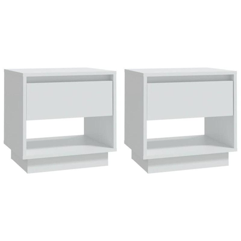 vidaXL Κομοδίνα 2 τεμ. Λευκά 45 x 34 x 44 εκ. από Μοριοσανίδα