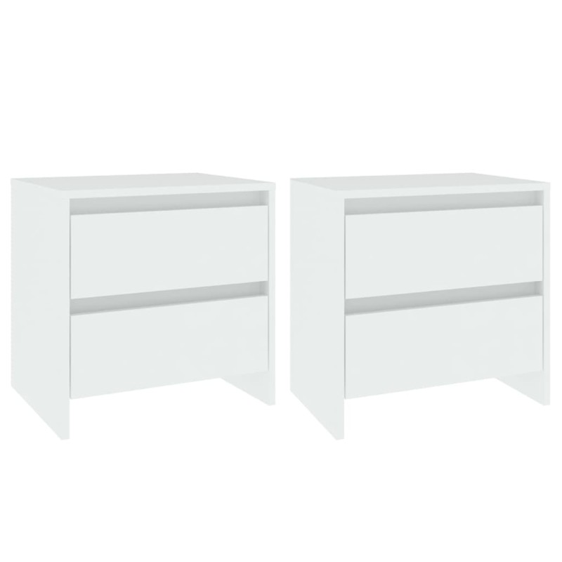 vidaXL Κομοδίνα 2 τεμ. Λευκά 45 x 34,5 x 44,5 εκ. από Επεξ. Ξύλο