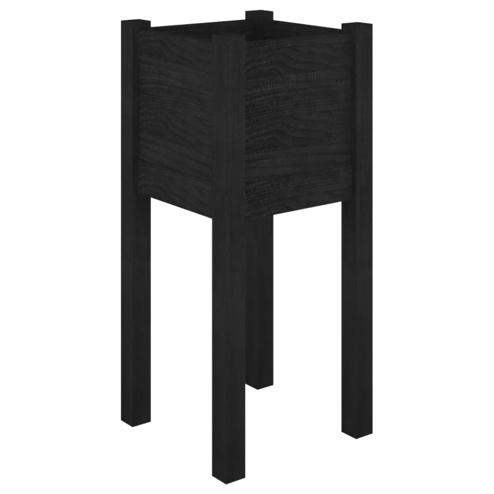 vidaXL Ζαρντινιέρα Μαύρη 31 x 31 x 70 εκ. από Μασίφ Ξύλο Πεύκου