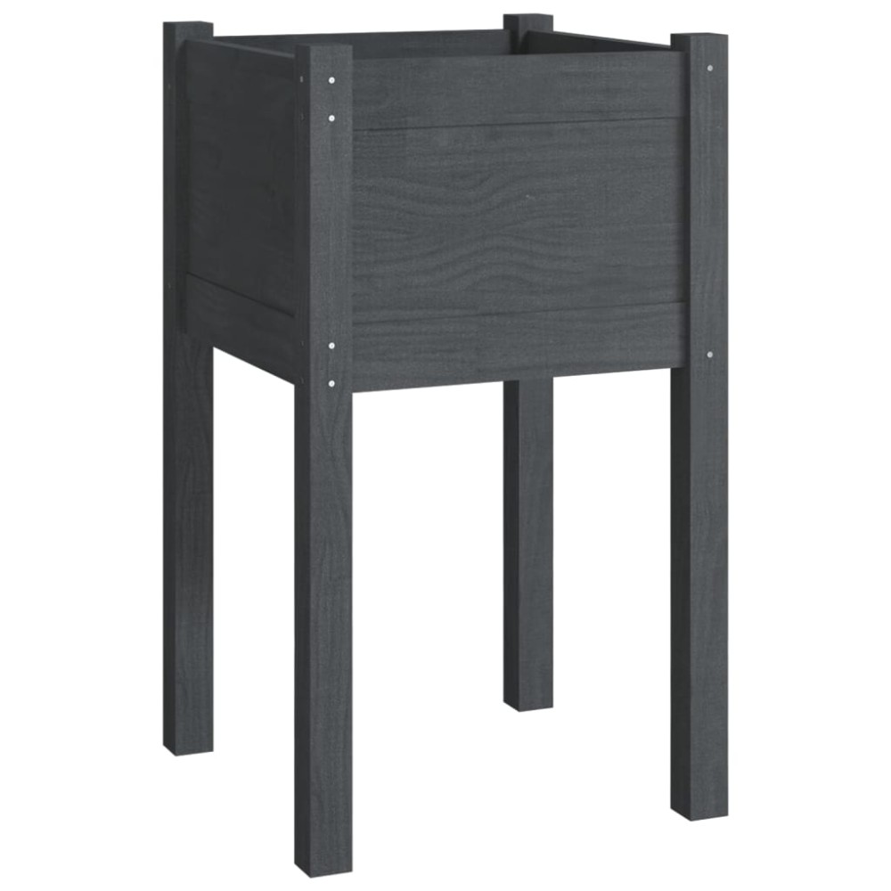 vidaXL Ζαρντινιέρα Κήπου Γκρι 40 x 40 x 70 εκ. από Μασίφ Ξύλο Πεύκου