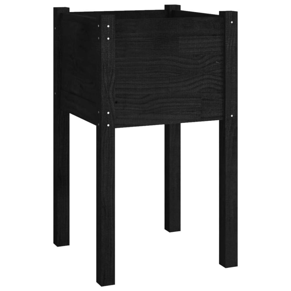 vidaXL Ζαρντινιέρα Κήπου Μαύρη 40 x 40 x 70 εκ. από Μασίφ Ξύλο Πεύκου