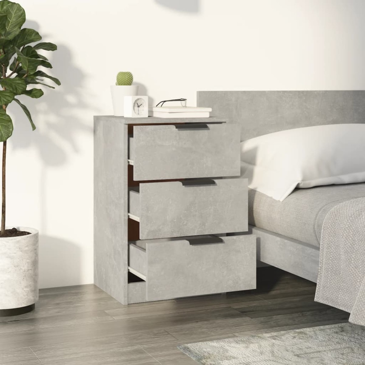 vidaXL Κομοδίνα Γκρι Σκυροδέματος 40x36x65 εκ.