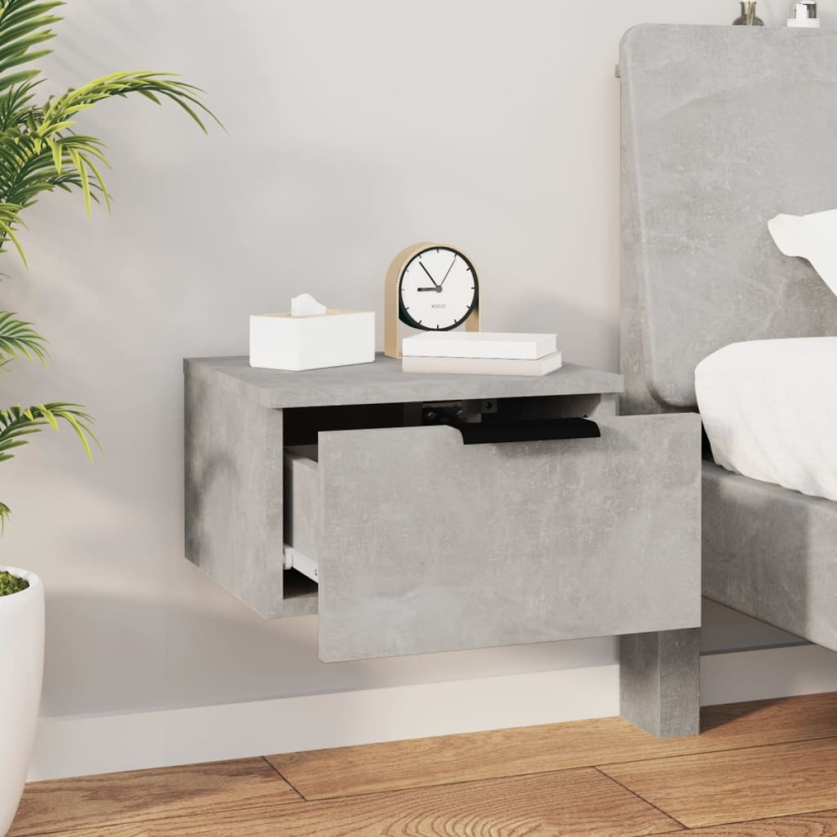 vidaXL Κομοδίνο Επιτοίχιο Γκρι Σκυροδέματος 34x30x20 εκ.