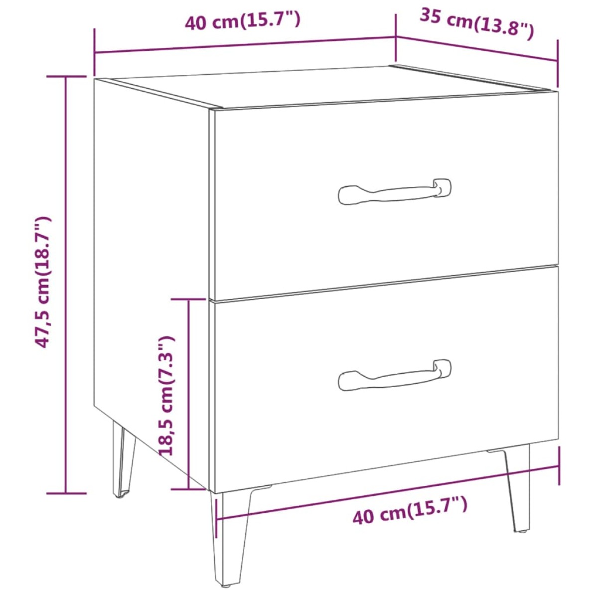 vidaXL Κομοδίνο Sonoma Δρυς 40 x 35 x 47,5 εκ.