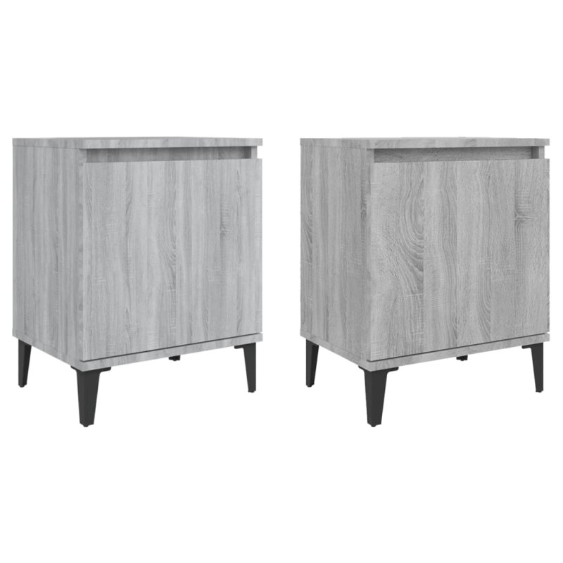 vidaXL Κομοδίνα Γκρι Sonoma 40 x 30 x 50 εκ. με Μεταλλικά Πόδια
