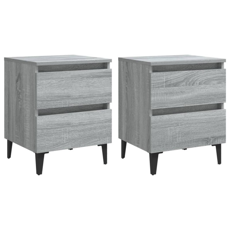 vidaXL Κομοδίνα 2 τεμ. Γκρι Sonoma 40 x 35 x 50 εκ. με Μεταλλικά Πόδια
