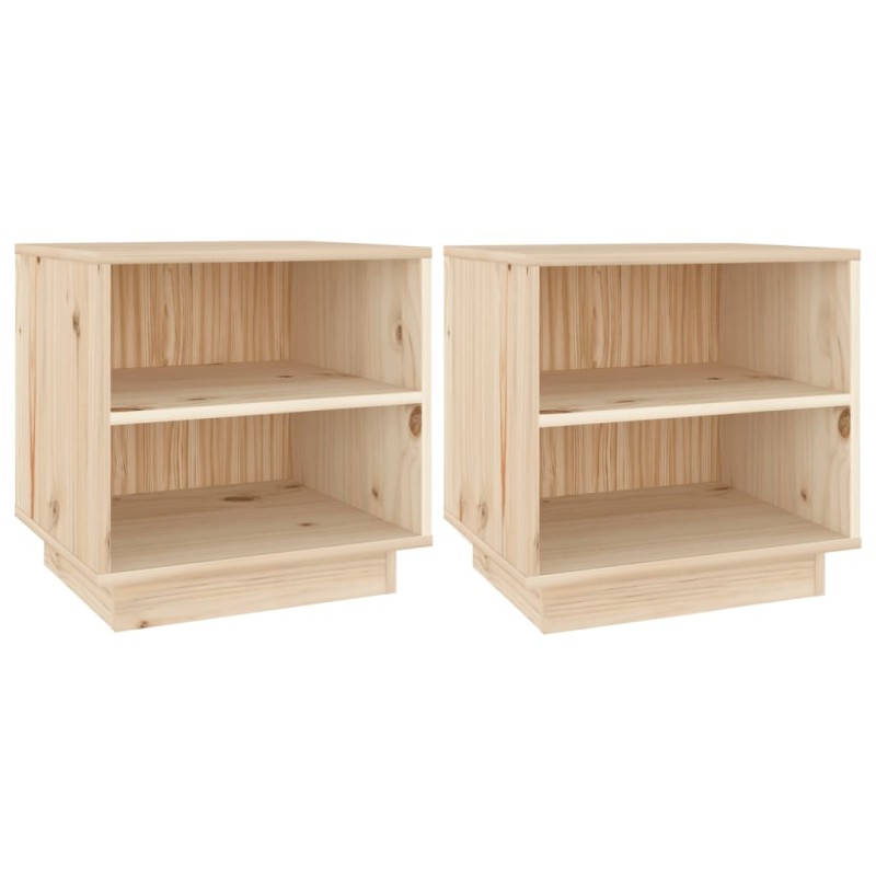 vidaXL Κομοδίνα 2 τεμ. 40 x 34 x 40 εκ. από Μασίφ Ξύλο Πεύκου