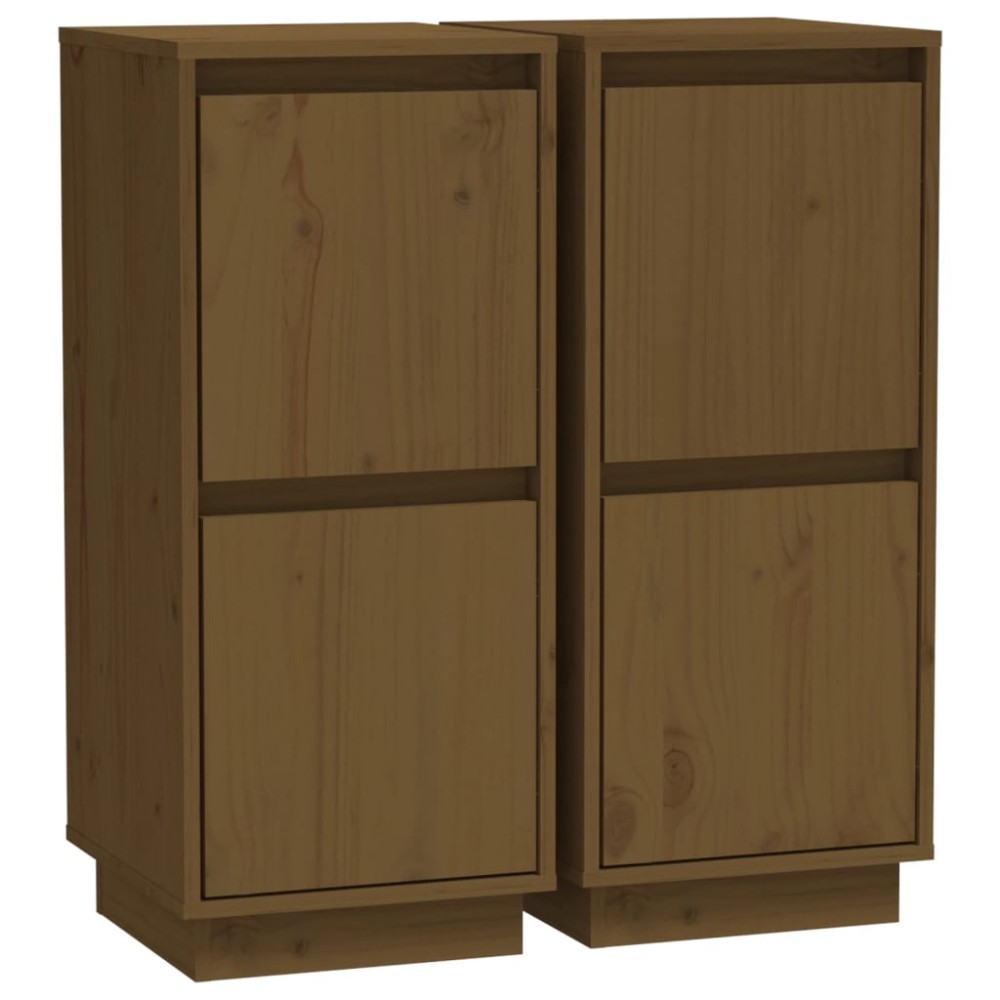 vidaXL Συρταριέρες 2 τεμ. Καφέ Μελί 31,5x34x75εκ από Μασίφ Ξύλο Πεύκου