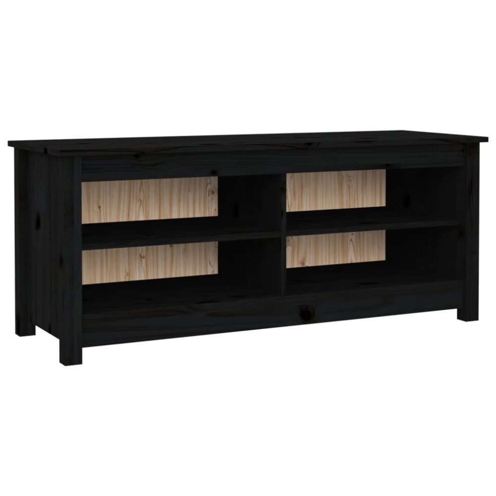 vidaXL Παπουτσοθήκη Μαύρο 110 x 38 x 45,5 εκ. από Μασίφ Ξύλο Πεύκου
