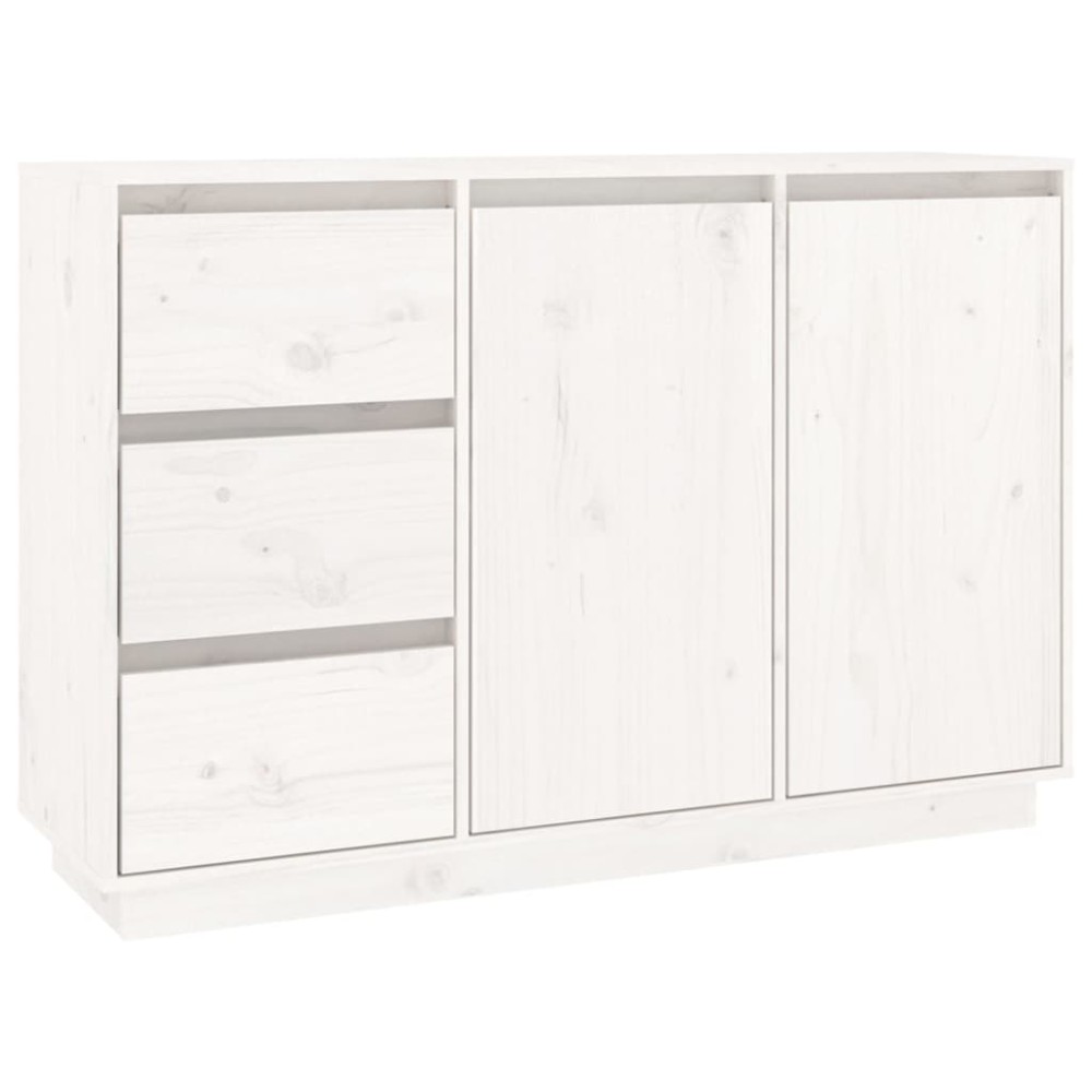 vidaXL Μπουφές με Συρτάρια Λευκός 111x34x75 εκ. από Μασίφ Ξύλο Πεύκου