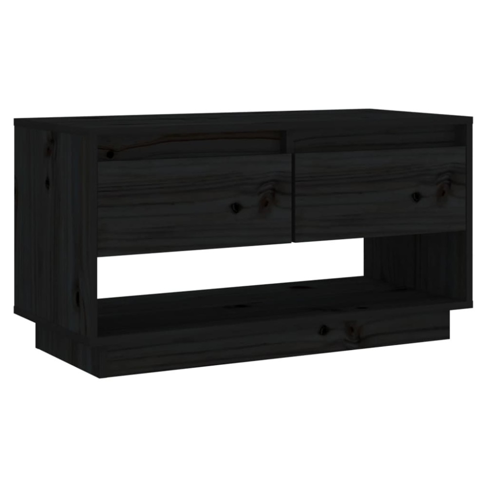 vidaXL Έπιπλο Τηλεόρασης Μαύρο 74 x 34 x 40 εκ. από Μασίφ Ξύλο Πεύκου