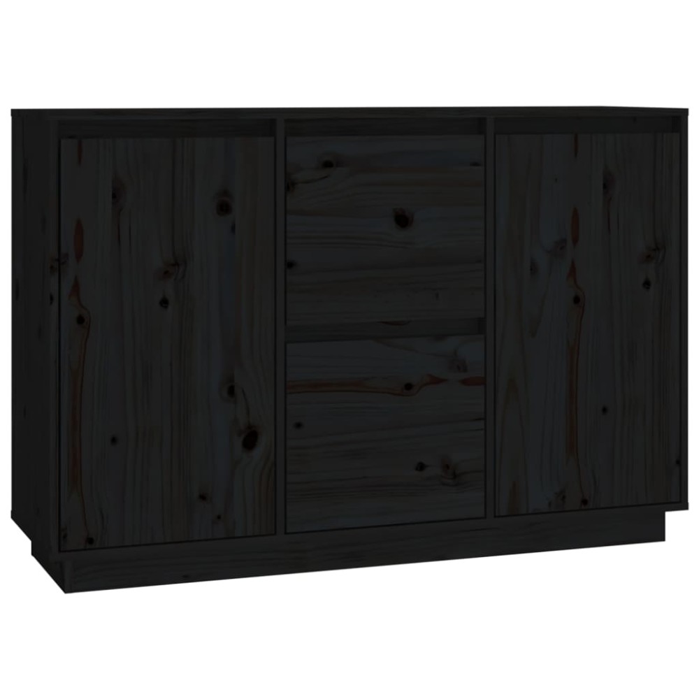vidaXL Ντουλάπι Μαύρος 111 x 34 x 75 εκ. από Μασίφ Ξύλο Πεύκου