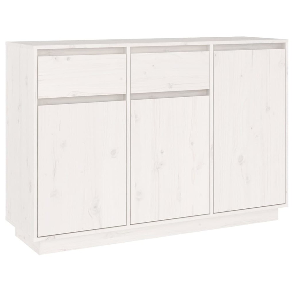 vidaXL Μπουφές Λευκός 110 x 34 x 75 εκ. από Μασίφ Ξύλο Πεύκου
