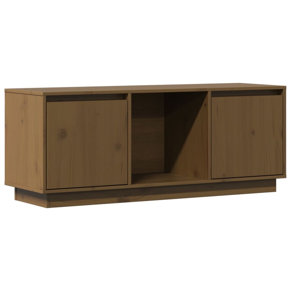 vidaXL Έπιπλο Τηλεόρασης Καφέ Μελί 110,5x35x44εκ από Μασίφ Ξύλο Πεύκου