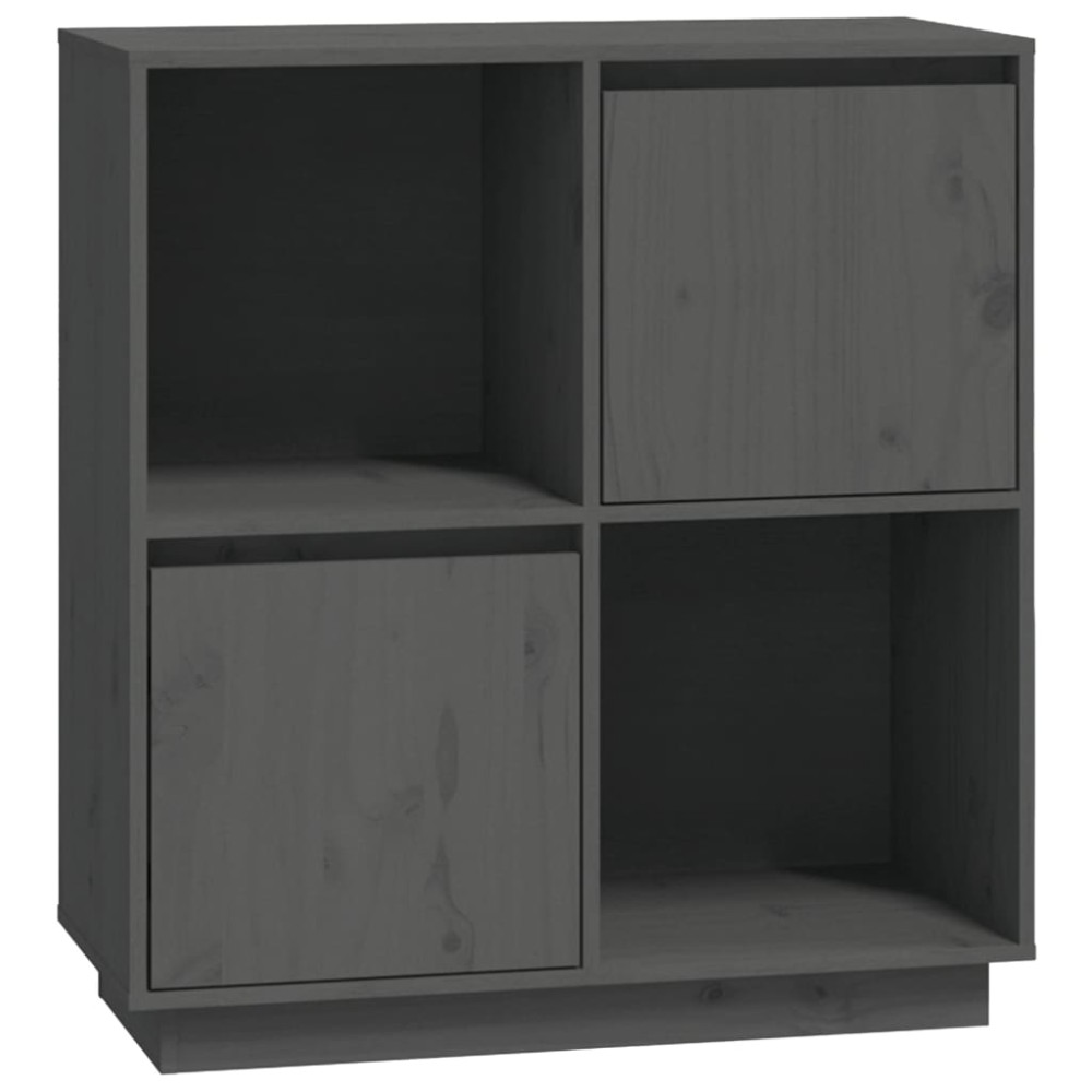 vidaXL Ντουλάπι Γκρι 74 x 35 x 80 εκ. από Μασίφ Ξύλο Πεύκου