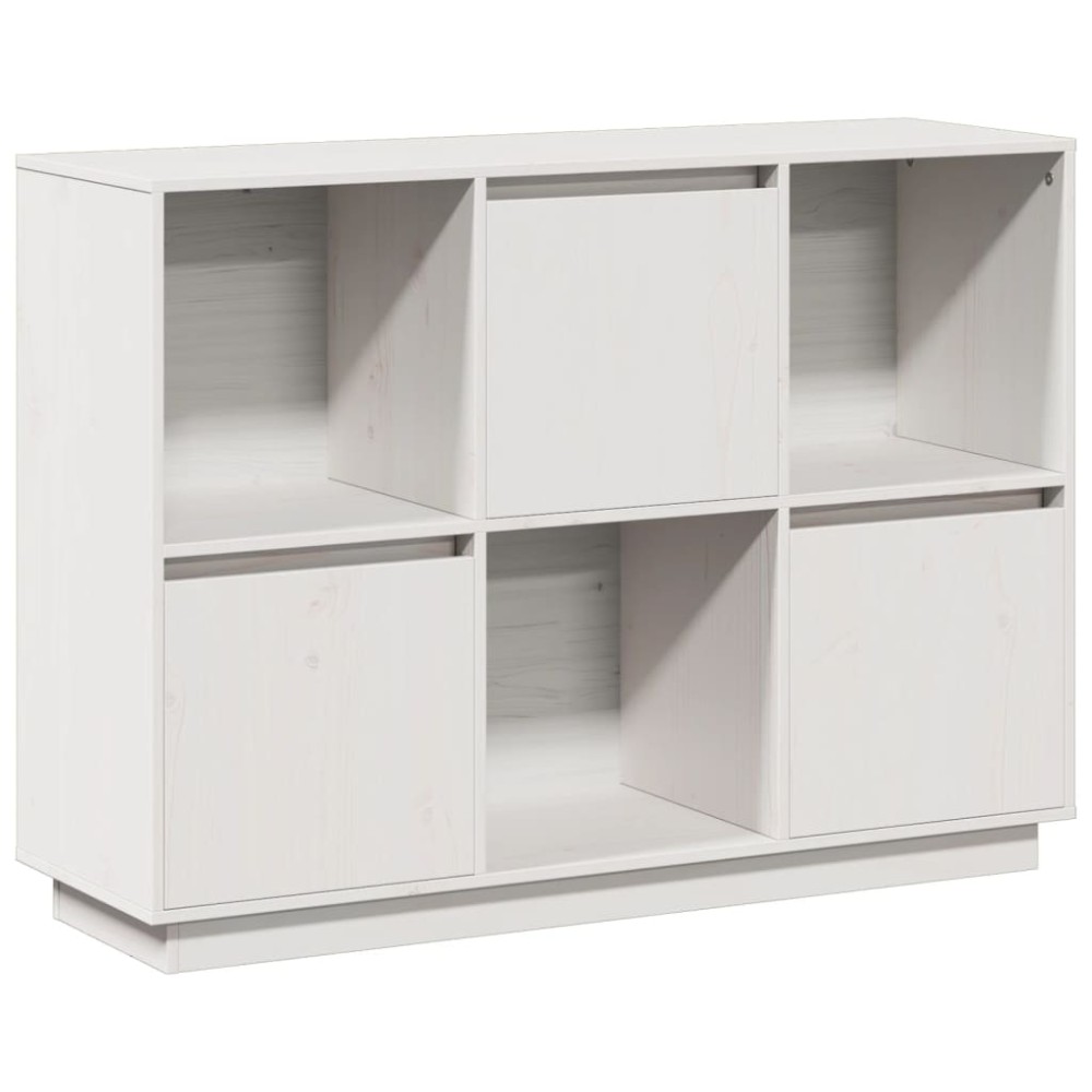 vidaXL Ντουλάπι Λευκό 110,5 x 35 x 80 εκ. από Μασίφ Ξύλο Πεύκου