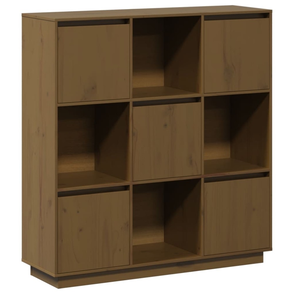 vidaXL Ντουλάπι Ψηλό Μελί 110,5x35x117 εκ. από Μασίφ Ξύλο Πεύκου