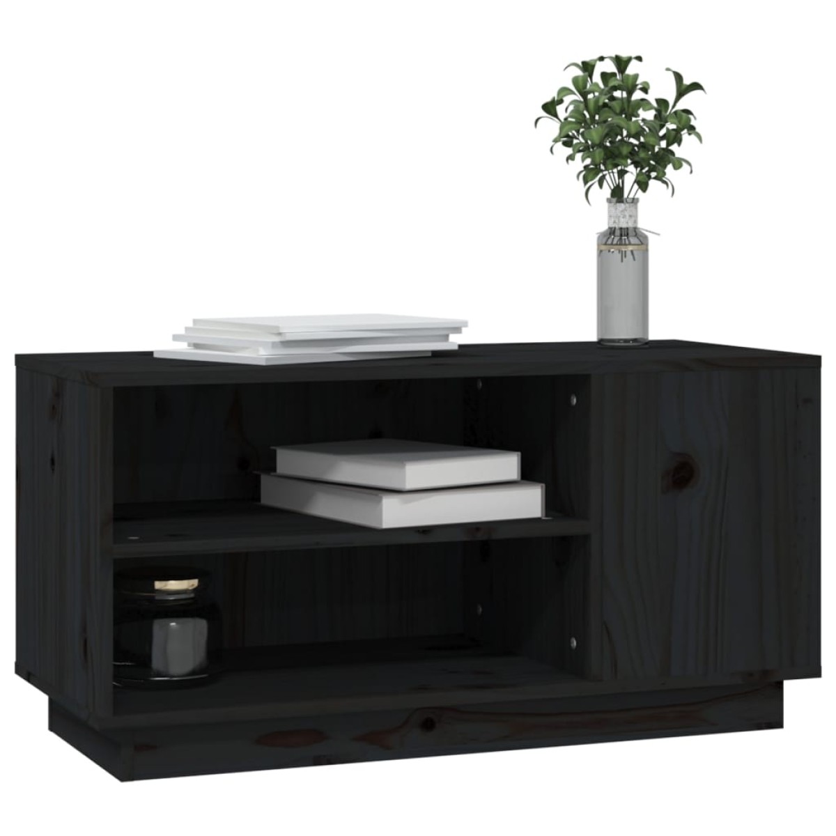vidaXL Έπιπλο Τηλεόρασης Μαύρο 80x35x40,5 εκ. από Μασίφ Ξύλο Πεύκου
