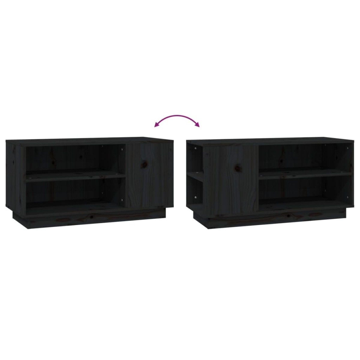 vidaXL Έπιπλο Τηλεόρασης Μαύρο 80x35x40,5 εκ. από Μασίφ Ξύλο Πεύκου