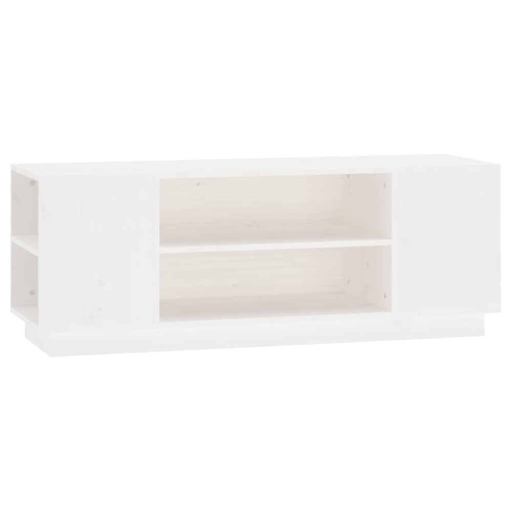 vidaXL Έπιπλο Τηλεόρασης Λευκό 110x35x40,5 εκ. από Μασίφ Ξύλο Πεύκου