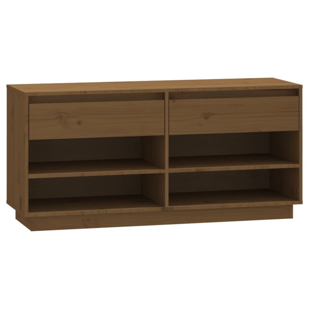 vidaXL Παπουτσοθήκη Μελί 110x34x52 εκ. από Μασίφ Ξύλο Πεύκου