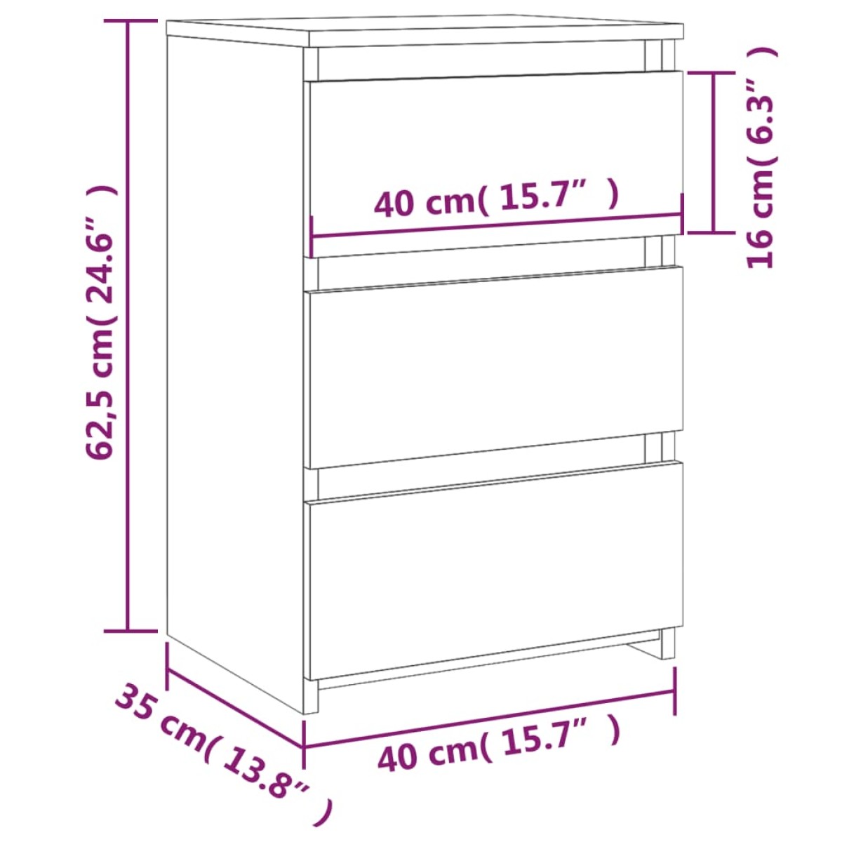 vidaXL Κομοδίνο Γκρι Sonoma 40x35x62,5 εκ. από Επεξεργασμένο Ξύλο