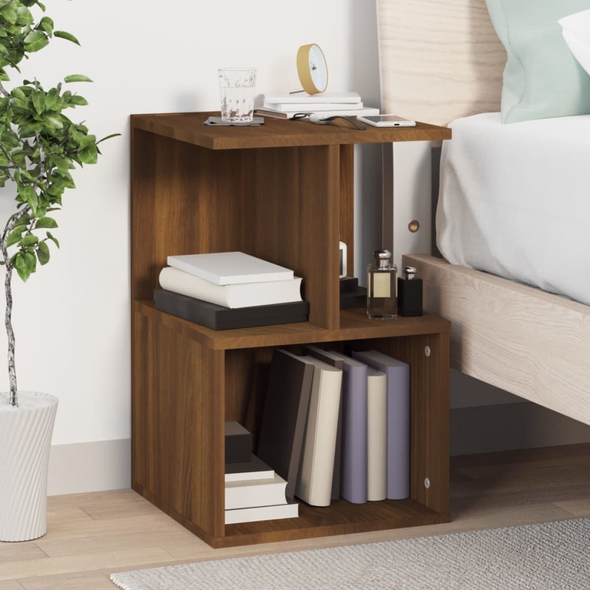 vidaXL Κομοδίνα 2 Τεμ. Καφέ Δρυς 35x35x55 εκ. από Επεξεργασμένο Ξύλο