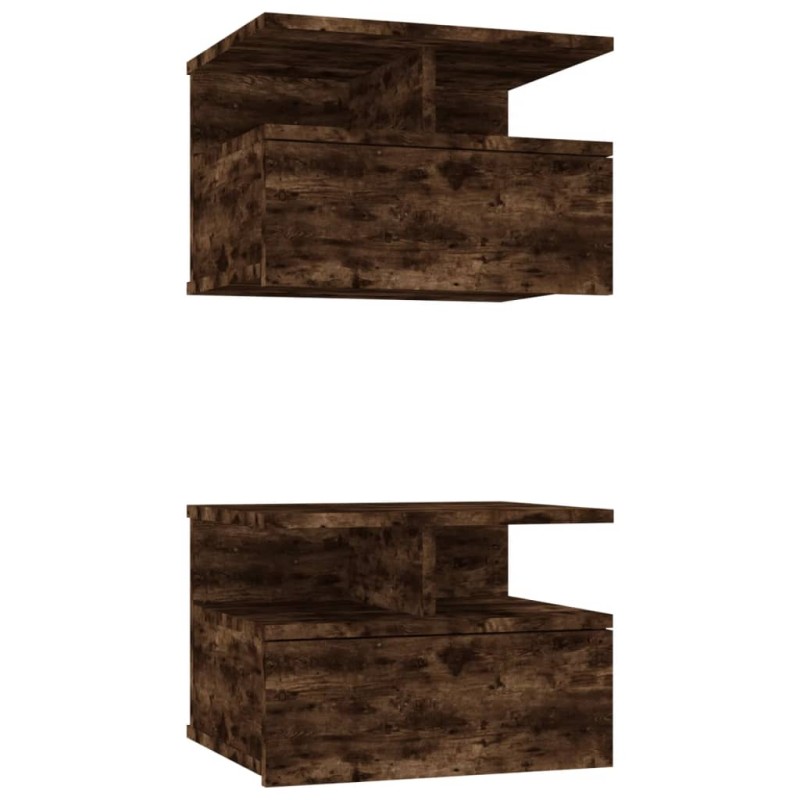 vidaXL Κομοδίνα Κρεμαστά 2 τεμ. Καπνιστή δρυς 40x31x27εκ Επεξεργ. Ξύλο