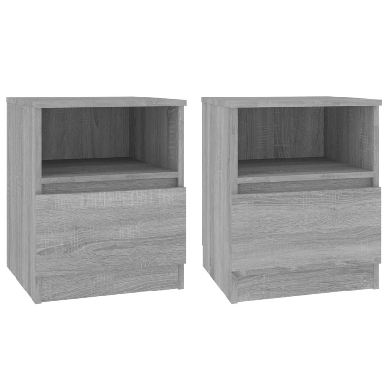 vidaXL Κομοδίνα 2 τεμ. Γκρι Sonoma 40x40x50 εκ. από Επεξεργασμένο Ξύλο