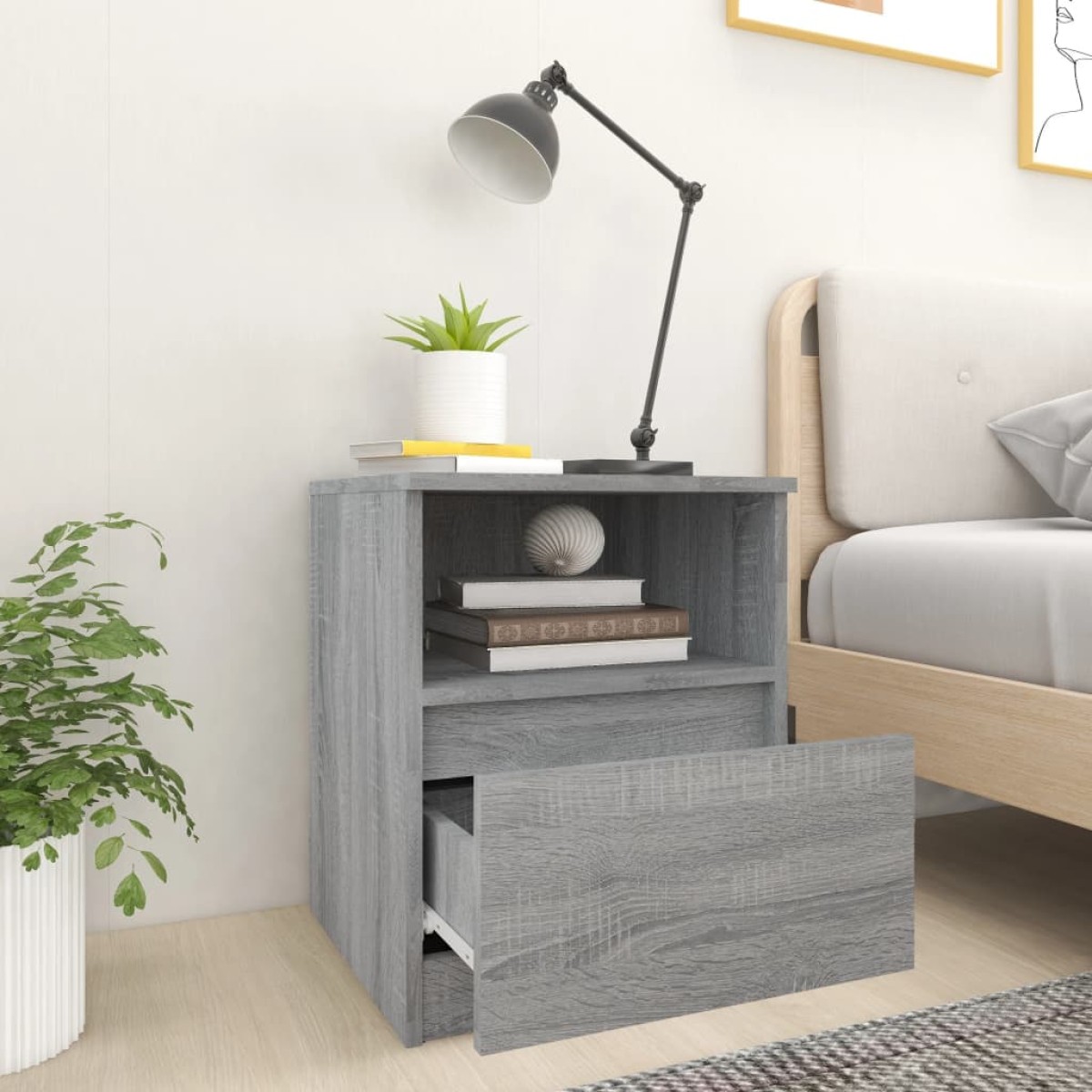 vidaXL Κομοδίνα 2 τεμ. Γκρι Sonoma 40x40x50 εκ. από Επεξεργασμένο Ξύλο