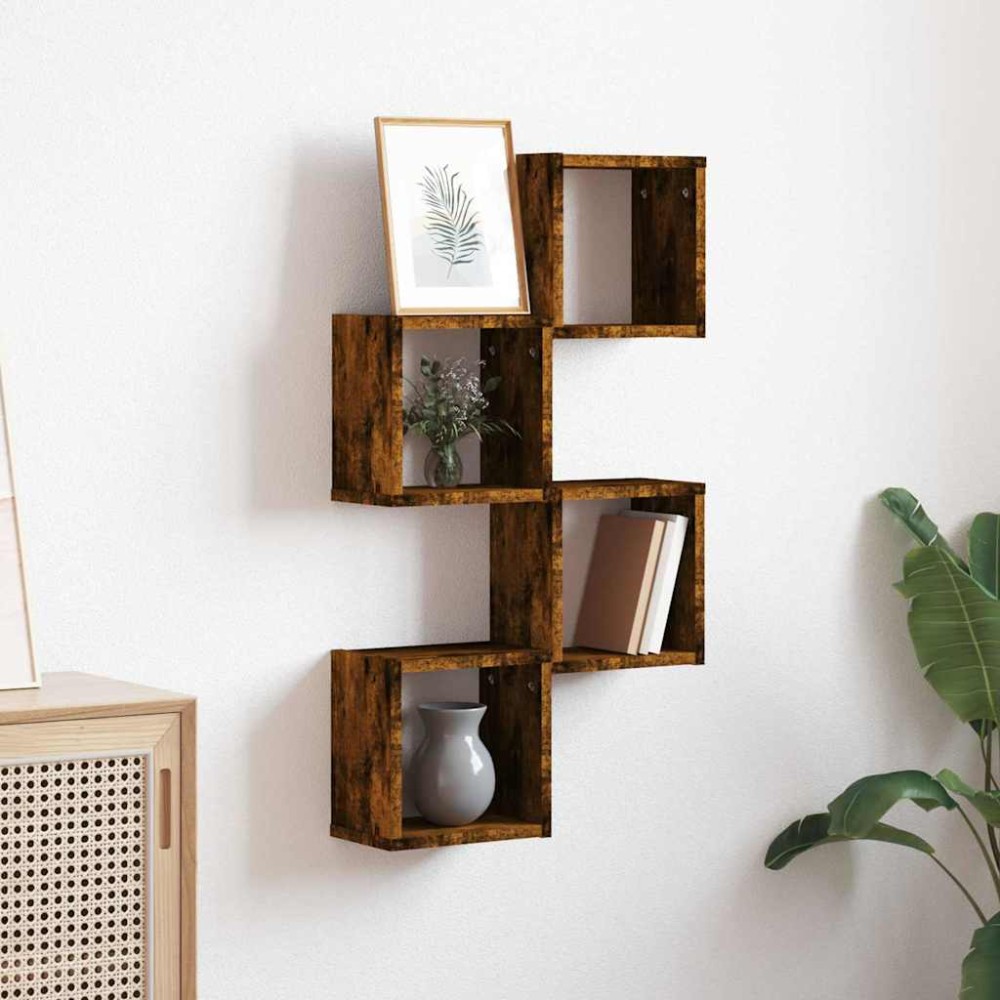 vidaXL Ράφια Τοίχου 4 pcs Καφέ 26 x 15 x 26 cm Επεξεργασμένο ξύλο