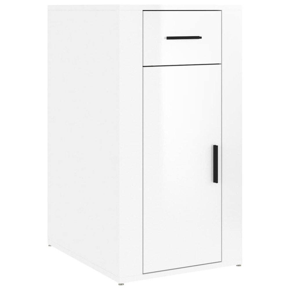 vidaXL Ντουλάπι Γραφείου Γυαλ. Λευκό 40x49x75 εκ. Επεξεργασμένο Ξύλο
